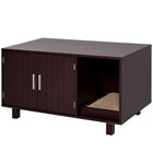 PawHut - Enclos pour bac à litière pour chat, meuble dissimulé - brun-Sert de maison de toilette pour chat, table de chevet ou table d’appoint 