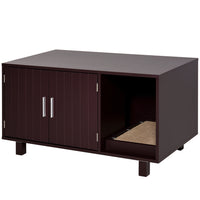 PawHut - Enclos pour bac à litière pour chat, meuble dissimulé - brun-Sert de maison de toilette pour chat, table de chevet ou table d’appoint 
