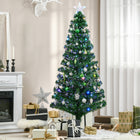 HOMCOM - Arbre de Noël 6 Pieds à Fibres Optiques LED Artificiel Pré-illuminé-Contient 24 lumières LED placées partout dans l'arbre en 7 couleurs différentes 