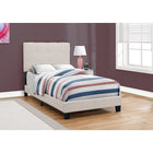 Monarch Specialties - 5921T Lit Simple - Tissus Beige-Le rembourrage épais en mousse et le dossier touffeté offrent un confort ultime pour les espaces destinés aux jeunes et aux adolescents