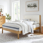 Modway - Olea Bois massif Boucle à touffes de canal Lit de plateforme King, Feather Oak-Pattes rondes de pilier