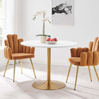 Modway - Amuse 40 po Table à manger, Or Blanc-Socle métallique résistant aux éclats