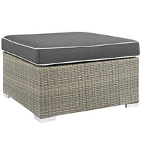 Modway - Repose Terrasse extérieure Tissu rembourré Ottoman in Charbon gris clair-Ottoman extérieur patio