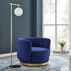 Modway - Embrace Touffe Performance Velvet Chaise pivotante - Marine d’or-Revêtement en velours de performance
