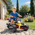 Qaba - Véhicule électrique pour enfants à 3 roues 12V à batterie - jaune-Design de tricycle inversé accrocheur et couleurs vives suscitent l'intérêt des enfants 