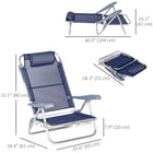 Outsunny - Ensemble de 2 chaises de camping portables, bleu foncé-Appui-tête rembourré pour soulager la nuque  