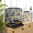 PawHut - Cage à oiseaux petite 23 po H avec poignée - noir-Comprend deux perchoirs en bois, deux mangeoires en plastique et une balançoire 