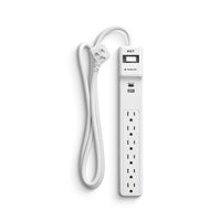 NXT Technologies - Protecteur de surtension à 6 prises et 2 ports USB - Cordon de 4' - Blanc-Six prises CA mises à la terre, un port USB Type-A et un port USB Type-C permettent d'alimenter facilement plusieurs appareils tels que des téléphones, des tablettes et des moniteurs en même temps