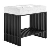 Modway - Gridiron 36" Vanette de salle de bain - Blanc Noir-Vanité de salle de bain moderne