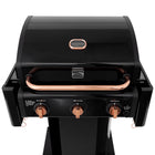 Kenmore - Barbecue au gaz sur piédestal à 3 brûleurs - Noir/cuivré-Couvercle revêtu de porcelaine et peinture, capuchons d’extrémité en acier peint, doublure en acier aluminisé complet et poignée en acier inoxydable.