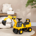 Aosom - Excavatrice à pédales manuelle CAT sous licence pour enfants avec pelle manuelle, klaxon pour 18-36 mois - jaune-Rangement sous le siège - idéal pour ranger des jouets et des collations 
