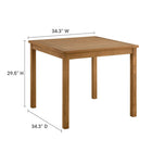 Modway - Vienna 34 po Carré Terrasse extérieure Bois de teck Table à manger, Naturel-Bois de teck