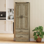 HOMCOM - Armoire de cuisine haute 67 po avec étagères réglables - brun café-Conception anti-basculement pour plus de sécurité dans votre cuisine 
