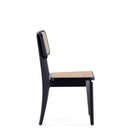Manhattan Comfort - Lot de 4 chaises de salle à manger Giverny 46 cm style industriel chic - noir et cannage naturel-Hauteur d’assise : 44 cm avec une capacité de poids de 125 kg