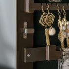 HOMCOM - Armoire à bijoux miroir - 18,4 po L x 14,4 po l x 59,6 po H - marron-Matériau : MDF, Verre 