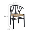 Modway - Flourish Fuseau Fauteuil d’appoint de salle à manger Ensemble de 2 - Noir-Broche arrondie à dos