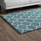 Modway - Solvea Treillis marocain Tapis Shag de 8 pi l x 10 pi L - Bleu aqua et ivoire-Dessous du tissu de jute adhéré