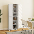 HOMCOM - Armoire de garde-manger haute 72 po avec 4 portes - blanc-Deux armoires à deux portes et trois niveaux augmentent la capacité de rangement 