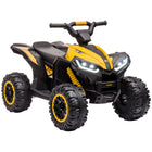 Aosom - quad 12v pour enfants avec musique, phares, vitesse haute et basse - jaune-Peut rouler sur différents types de sols, y compris l’herbe, le sable, le pavé, la brique et le bois 