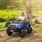 Qaba - Voiture camion pour enfants 12V avec télécommande, portes ouvrables - bleu-Démarrage progressif et suspension à ressorts assurent des trajets en douceur sur différentes surfaces
