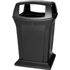 Rubbermaid RangerMD – Conteneur de déchets, noir, 45 gallons avec dessus à 4 portes (FG917388BLA)-Capacité : 45 gallons américains