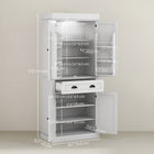 HOMCOM - Armoire de cuisine 71 po avec étagères à épices et éclairage LED - blanc-Surface en MDF peint et panneaux de particules facile à nettoyer 