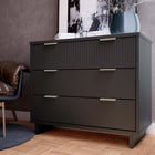Manhattan Comfort - Granville commode moderne 37,8" - gris foncé-Comprend 3 tiroirs à extension totale avec le tiroir supérieur conçu avec des lignes nervurées verticales en bois massif