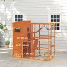 PawHut - Enclos extérieur pour chats 76 po Catio pour 2-3 chats d’intérieur, orange-Maison à 4 niveaux, grande zone de course, rampes, plateformes et hamac douillet 