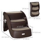 PawHut - Escalier pliable pour animaux 3 marches pour petit avec marches antidérapantes - brun-Pieds antidérapants, marches recouvertes de tapis pour plus de protection et de confort 