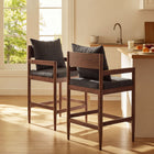 Modway - Remington Bois Tabouret de comptoir Ensemble de 2 - Fusain-Oreiller arrière amovible avec tissu en tissage à tissage slug