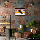 Quinn Hughes 20x20 Canucks Skating-H - Toile encadree - 31" x 22"-Sous licence officielle de la LNH et de l'AJLNH