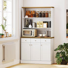 HOMCOM - Buffet de cuisine avec tiroirs et rangement - blanc-Large comptoir ouvert pour poser un micro-ondes ou une cafetière 