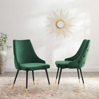 Modway - Adorn Performance Velvet Fauteuil d’appoint de salle à manger Ensemble de 2 - Vert-Rembourrage en velours polyester Performance