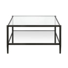 Hudson&Canal - Table basse carrée Hera 32" avec étagère miroir - Bronze noirci-Comprend un plateau en verre trempé et une étagère en miroir