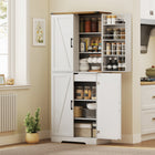 HOMCOM - Armoire de garde-manger de cuisine style ferme 72 po - blanc-Étagère réglable sur trois niveaux pour des objets de différentes hauteurs 