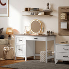 HOMCOM - Bureau d'ordinateur avec tiroir à fichiers - 47,2 po L x 19,7 po l x 30 po H - blanc-Les panneaux de particules robustes et le MDF supportent jusqu’à 209 lb