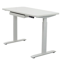Motionwise - Bureau de la série M2 48 po de largeur, Motionwise - Bureau électrique assis-debout avec double moteurs et tiroir coulissant - Blanc-Réglage électrique de la hauteur : Changez facilement entre position assise et debout avec une hauteur ajustable entre 28 po et 48 po, réduisant les douleurs dorsales et améliorant la posture grâce à un système robuste à double moteur offrant des ajustements plus rapides et plus fluides