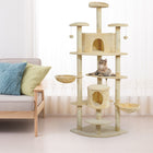 PawHut - Grand arbre à chat 79 po avec poteaux à griffer, hamac - beige-Les plateformes et les niches offrent un espace confortable pour que vos chats se détendent			 