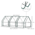 Outsunny - Serre de jardin portable 9 pi x 3 pi x 3 pi avec portes à enroulement zippées-3 portes à fermeture éclair enroulables pour un accès facile et une bonne ventilation  
