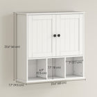 HOMCOM - Armoire murale de salle de bain style ferme, compartiments ouverts et 2 portes - blanc-La fixation murale permet de gagner de l'espace au sol et de garder la salle de bain bien rangée