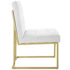 Modway - Privy Acier inoxydable doré Tissu rembourré Chaise d’accent pour salle à manger - Or Blanc-Base en acier inoxydable doré