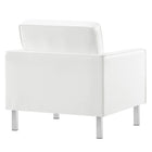 Modway - Loft Touffe Cuir végane Fauteuil - Blanc argenté-Capsules de pied non marquées