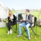Outsunny - Chaises de camping pliantes avec porte-gobelet, chaises de camping rembourrées pour événements extérieurs, crème-Le porte-gobelet garde les boissons facilement accessibles  