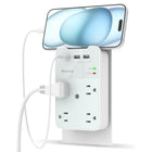 ShoppingAll - Huntkey multiprise murale avec parasurtenseur, 4 prises et 3 ports USB-Le port USB-C prend en charge PD 30 W, tandis que les ports USB-A offrent une sortie combinée de 12 W pour les appareils du quotidien