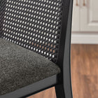 Modway - Monarch Bois et rotin Tabouret de bar - Noir Noir Gris-Siège rembourré en tissu