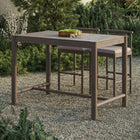 Modway - Eleni Rectangle 56 po Terrasse extérieure Bois teck Bar Table - Teck gris usé-Plateau à lattes