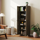 HOMCOM - Armoire de garde-manger style ferme 67 po - gris vieilli-Comprend quatre étagères avec trois niveaux réglables pour l'organisation 