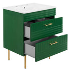 Modway - Daybreak 24" Vanette de salle de bain - Vert Blanc-Trous de robinet centraux 8"