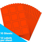 JAM Paper Étiquettes postales carrées, 2 x 2 po, rouge néon, 240/paquet-Rouge néon