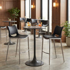 Zuo - Ace Tabouret de bar - Noir/Argent - Ensemble de 2-Assemblage requis